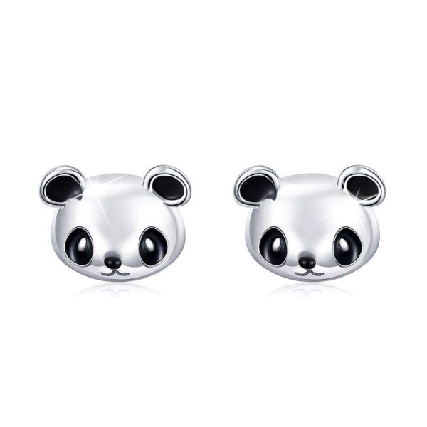 Solid 925 Sterling Silver Panda Face Earrings
