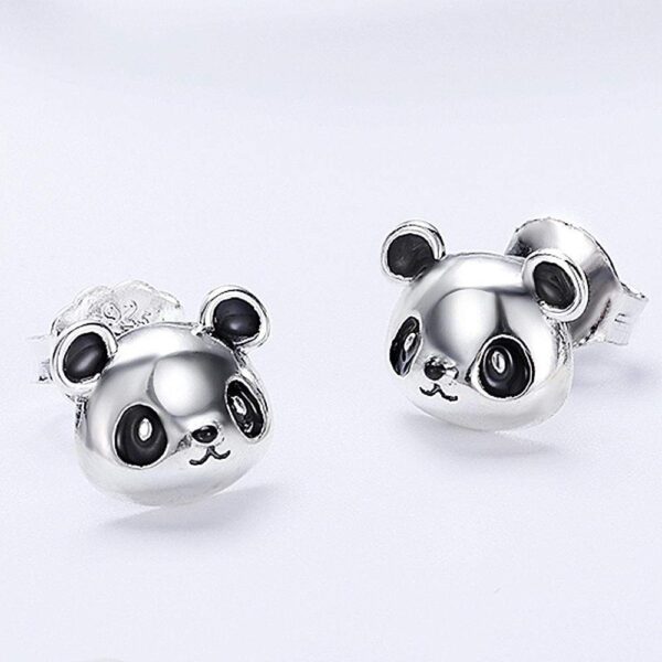 Solid 925 Sterling Silver Panda Face Earrings - Image 3