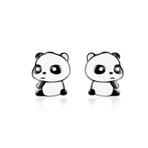 Solid 925 Sterling Silver Cute Baby Panda Earrings