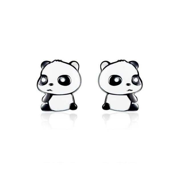 Solid 925 Sterling Silver Cute Baby Panda Earrings