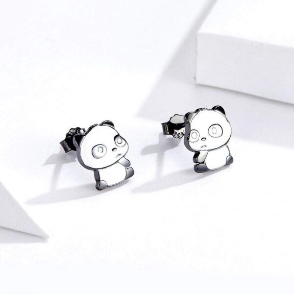 Solid 925 Sterling Silver Cute Baby Panda Earrings - Image 4