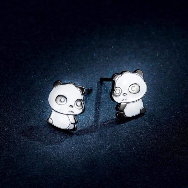 Solid 925 Sterling Silver Cute Baby Panda Earrings - Image 5