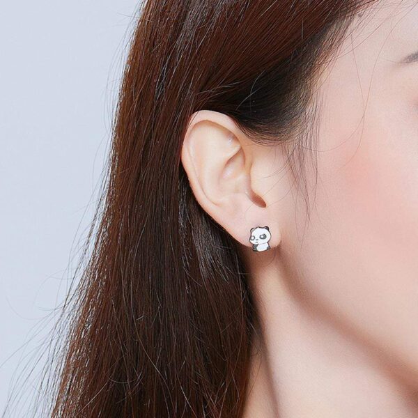 Solid 925 Sterling Silver Cute Baby Panda Earrings - Image 7