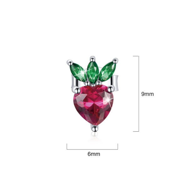 Solid 925 Sterling Silver Strawberry Cubic Zirconia Stud Earrings - Image 7