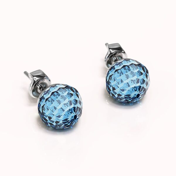 Solid 925 Sterling Silver Aquamarine Blue Oval Stud Earrings Embellished with Crystals from SWAROVSKI¬Ã† - Image 2