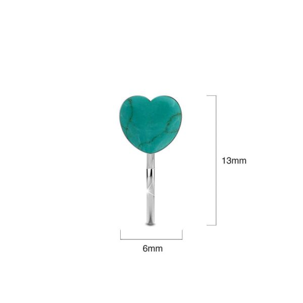 Solid 925 Sterling Silver Turquoise Blue Resin Heart Hook Earrings - Image 5