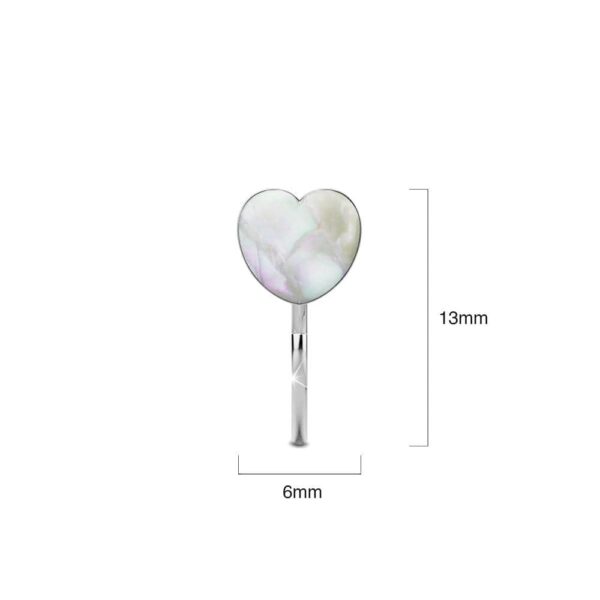 Solid 925 Sterling Silver White Heart Resin Hook Earrings - Image 5