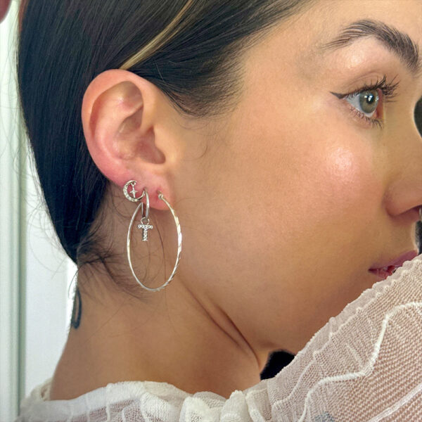 Solid 925 Sterling Silver Sophia Hoop Earrings - Image 3