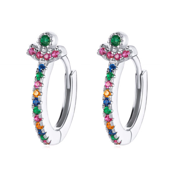 Solid 925 Sterling Silver Multicoloured Huggies Earrings