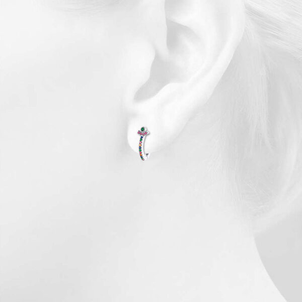 Solid 925 Sterling Silver Multicoloured Huggies Earrings - Image 5