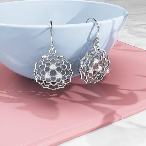 Solid 925 Sterling Silver Kayla Flora Hook Earrings - Image 3