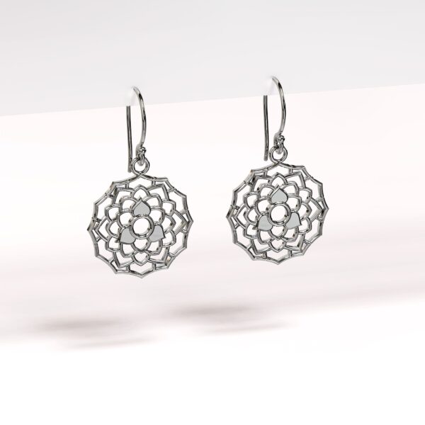 Solid 925 Sterling Silver Kayla Flora Hook Earrings - Image 2