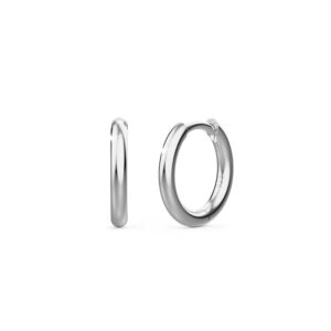 Solid 925 Sterling Silver Classic Huggie Earrings Silver