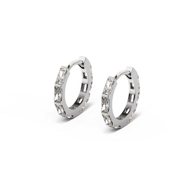Solid 925 Sterling Silver Clove Zircon Huggie Earrings Silver - Image 4