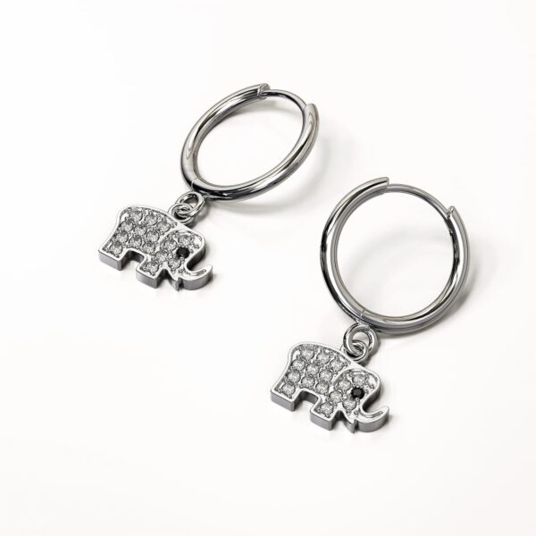 Solid 925 Sterling Silver Elly Zircon Huggie Earrings Silver - Image 3