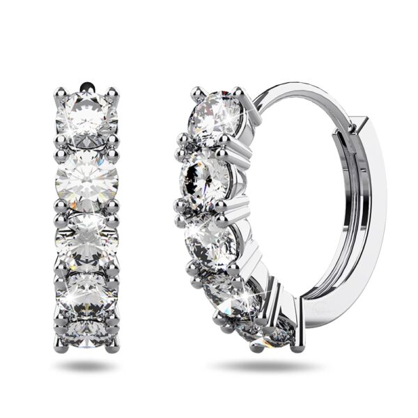 Solid 925 Sterling Silver Mona Stimulated Diamond Huggie Earrings