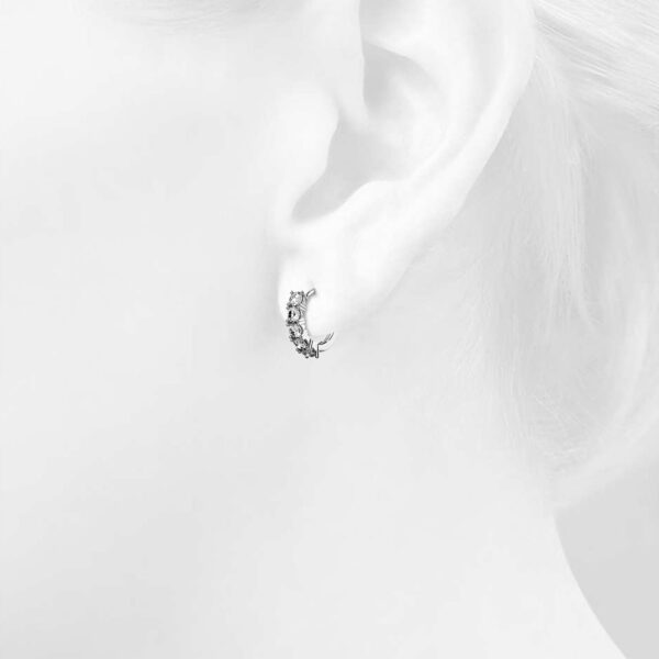Solid 925 Sterling Silver Mona Stimulated Diamond Huggie Earrings - Image 3
