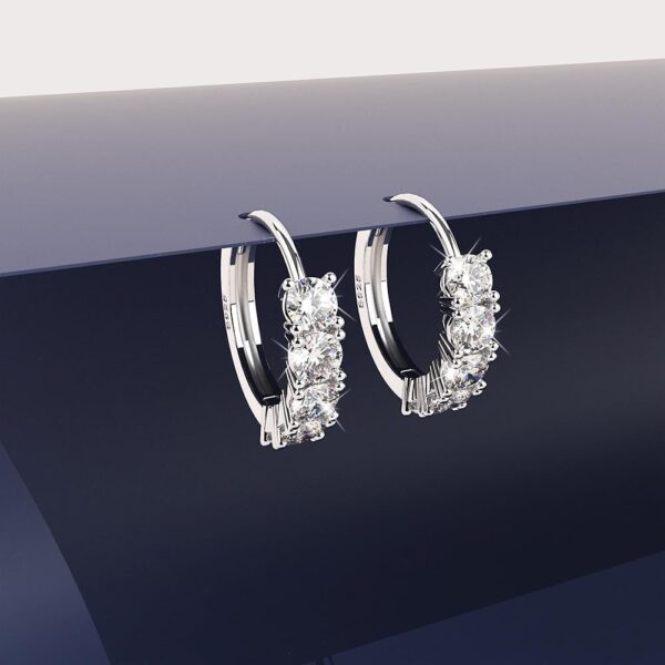 Solid 925 Sterling Silver Mona Stimulated Diamond Huggie Earrings - Image 2