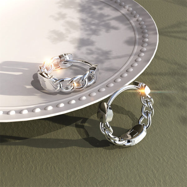 Solid 925 Sterling Silver Hoops of Lean Chains - Image 3