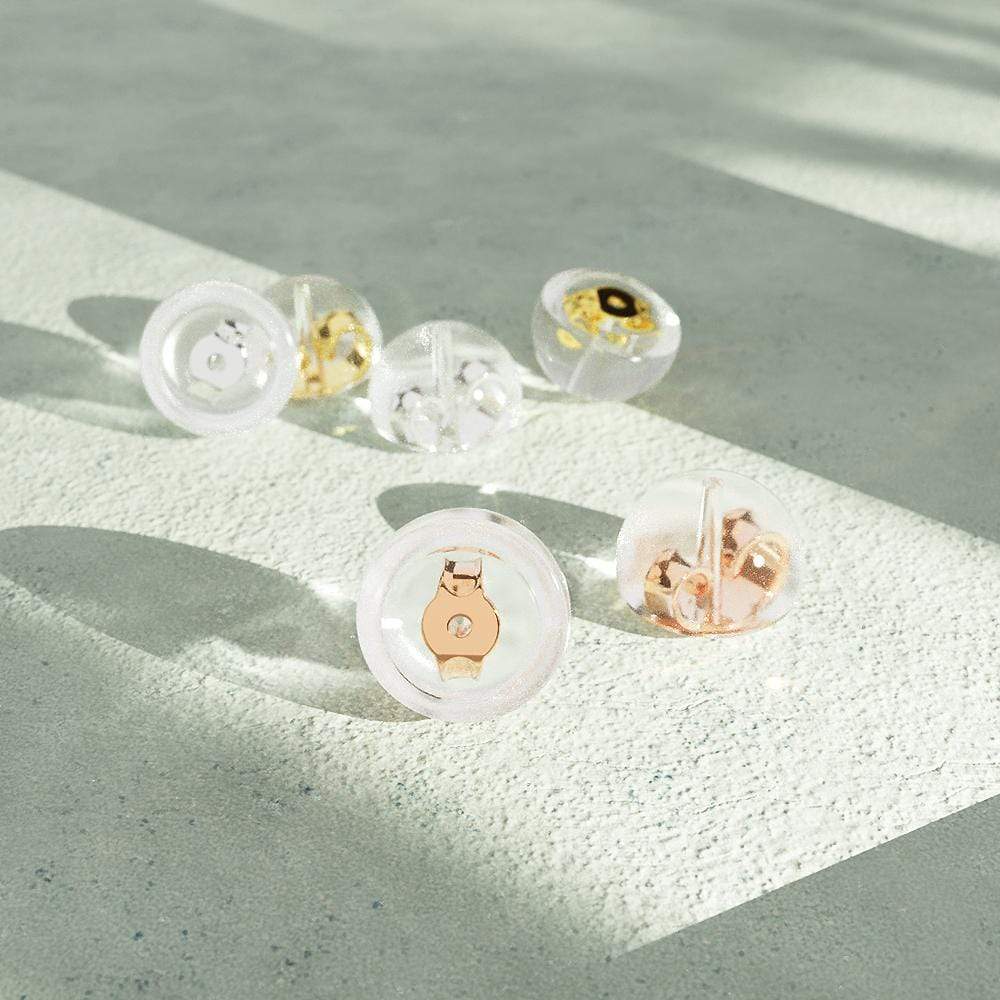 Domed Silicone Butterfly Back Solid 925 Sterling Silver in Rose Gold Filled Inserts for Stud Earrings - Image 2