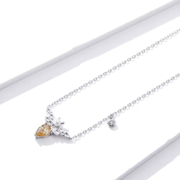 Solid 925 Sterling Silver Yellow Bee Necklace - Image 3