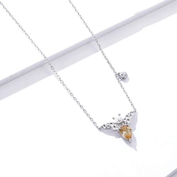 Solid 925 Sterling Silver Yellow Bee Necklace - Image 4