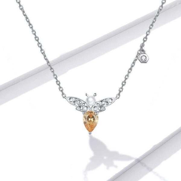 Solid 925 Sterling Silver Yellow Bee Necklace - Image 5