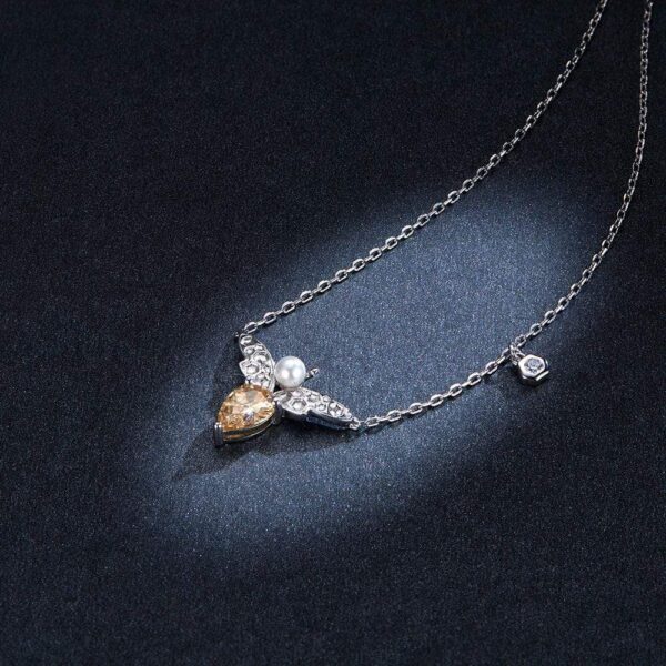 Solid 925 Sterling Silver Yellow Bee Necklace - Image 6
