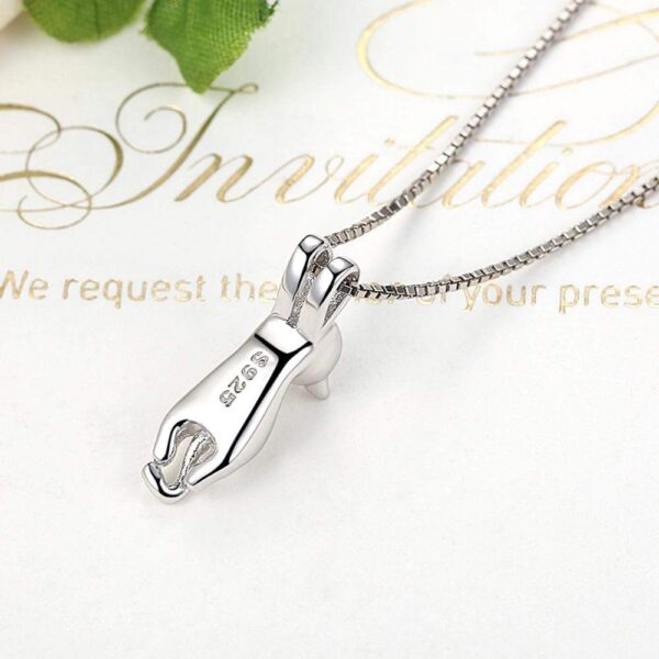 Solid 925 Sterling Silver Hanging Cat Necklace - Image 3
