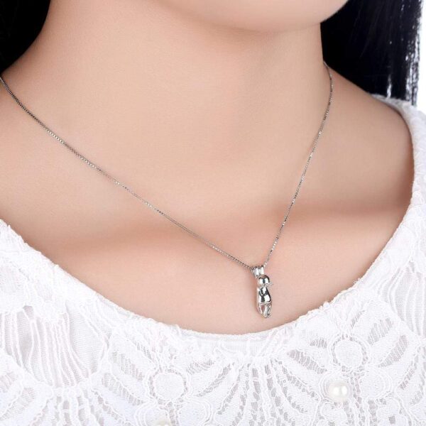 Solid 925 Sterling Silver Hanging Cat Necklace - Image 5