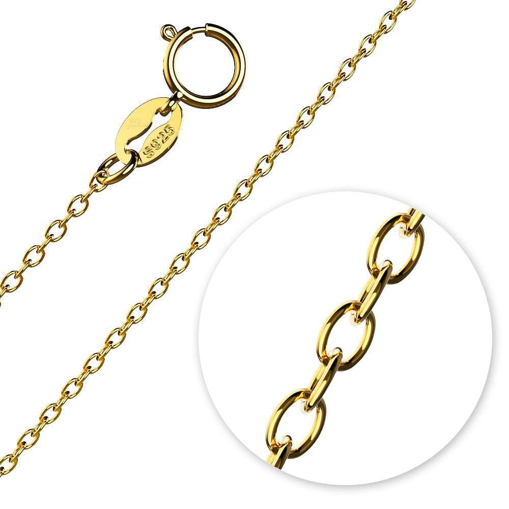 Solid 925 Sterling Silver Trace Chain Necklace in Gold Layered - Image 2