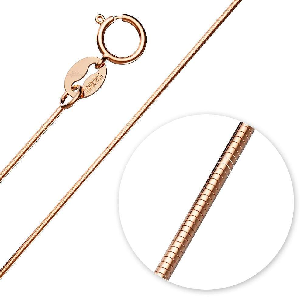 Solid 925 Sterling Silver Snake Chain Necklace in Rose Gold Layered - Image 2