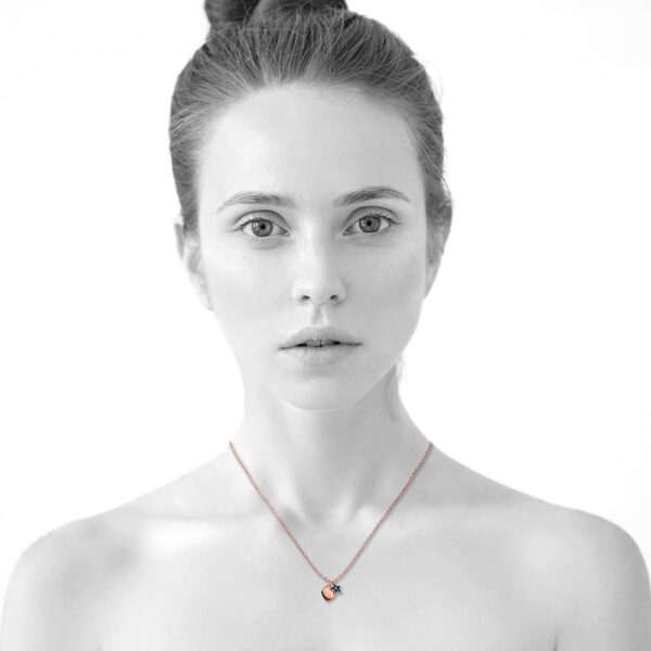 Solid 925 Sterling Silver Rose Gold Filled Heart-Shaped Pendant and Bermuda Blue Starred Necklace Embellished with Crystals from SWAROVSKI¬Ã† - Image 3