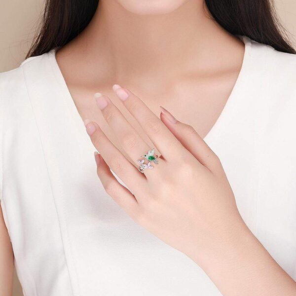 Solid 925 Sterling Silver Humming Bird Adjustable Fashion Ring - Image 5