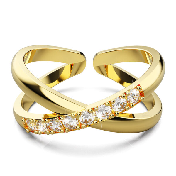 Solid 925 Sterling Silver Cassia Adjustable Stacking Ring in Gold - Image 2