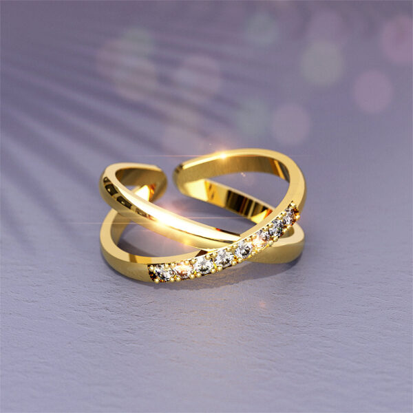 Solid 925 Sterling Silver Cassia Adjustable Stacking Ring in Gold - Image 3