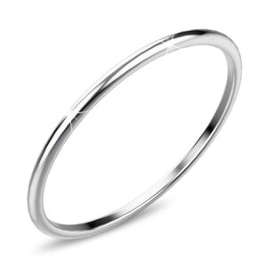 Solid 925 Sterling Silver Round Tubular Stacking Ring