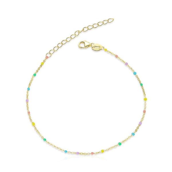 Solid 925 Sterling Silver Dainty Multicolour Crystals Bracelet