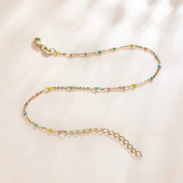 Solid 925 Sterling Silver Dainty Multicolour Crystals Bracelet - Image 2