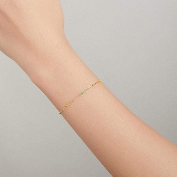 Solid 925 Sterling Silver Dainty Multicolour Crystals Bracelet - Image 4