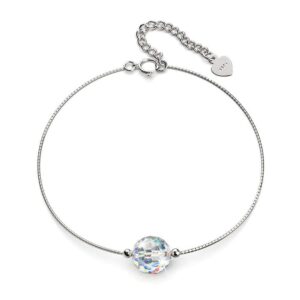 Solid 925 Sterling Silver Round-Shaped Single Stone White Gold Filled Bracelet Embellished with Crystals from SWAROVSKI¬Ã†