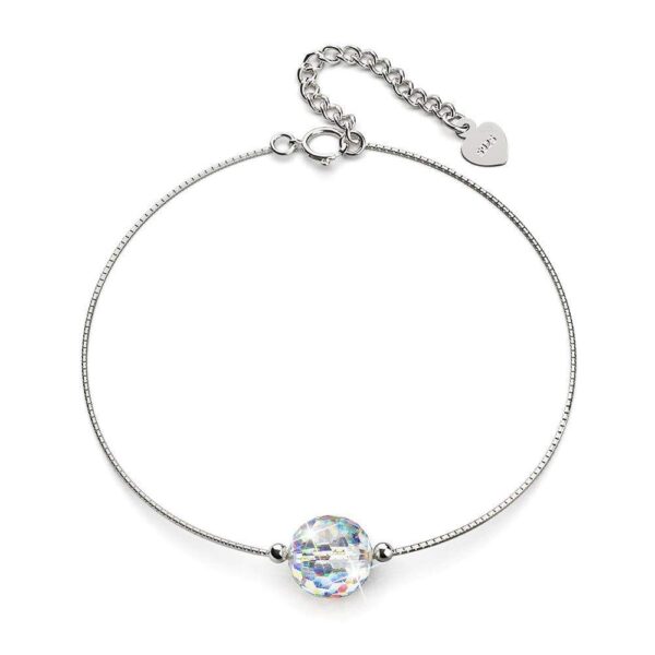Solid 925 Sterling Silver Round-Shaped Single Stone White Gold Filled Bracelet Embellished with Crystals from SWAROVSKI¬Ã†