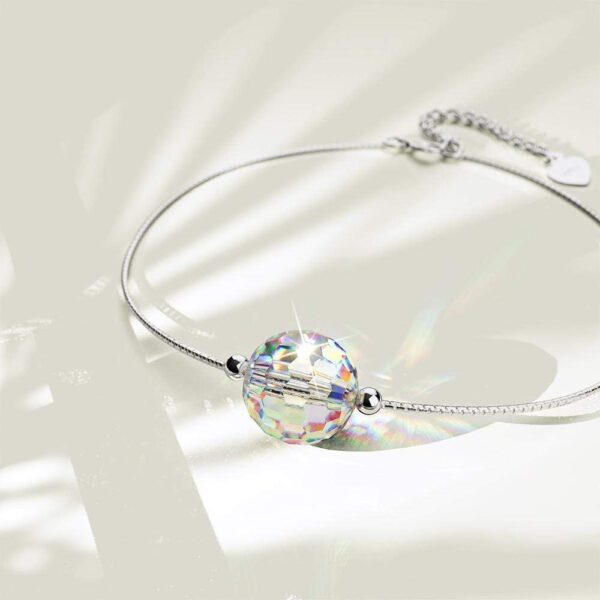 Solid 925 Sterling Silver Round-Shaped Single Stone White Gold Filled Bracelet Embellished with Crystals from SWAROVSKI¬Ã† - Image 3
