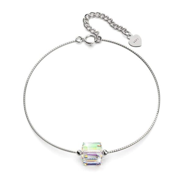 Solid 925 Sterling Silver Cubic Single Stone White Gold Filled Bracelet Embellished with Crystals from SWAROVSKI¬¨ˆšÃœ