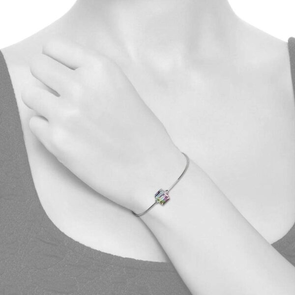 Solid 925 Sterling Silver Cubic Single Stone White Gold Filled Bracelet Embellished with Crystals from SWAROVSKI¬¨ˆšÃœ - Image 5