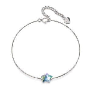 Solid 925 Sterling Silver Star-Shaped Single Stone White Gold Filled Bracelet Embellished with Crystals from SWAROVSKI¬Ã†