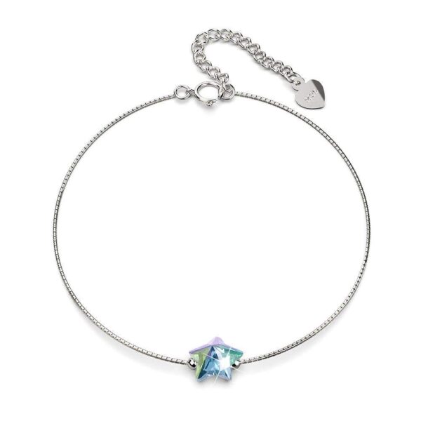 Solid 925 Sterling Silver Star-Shaped Single Stone White Gold Filled Bracelet Embellished with Crystals from SWAROVSKI¬Ã†
