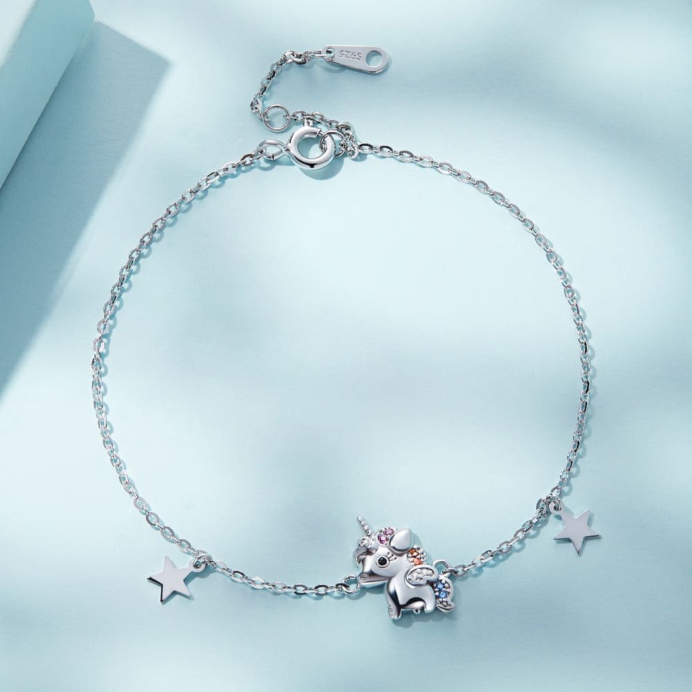 Solid 925 Signature Silver Solitary Unicorn Bracelet - Image 2