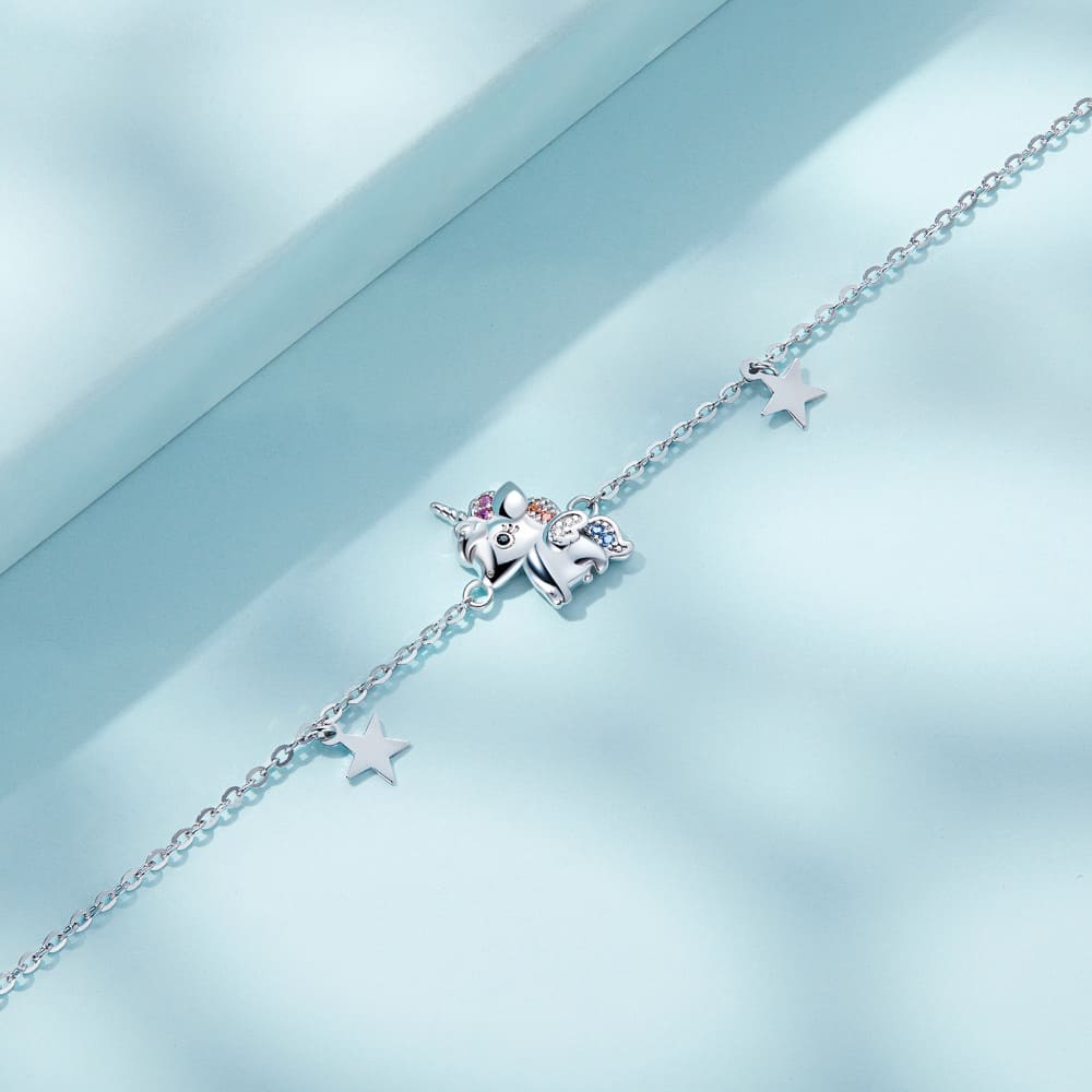 Solid 925 Signature Silver Solitary Unicorn Bracelet - Image 3