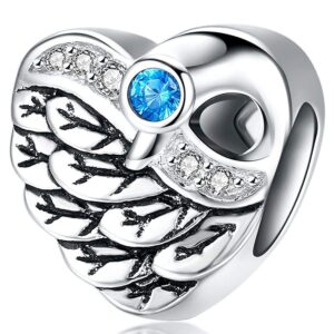 Solid 925 Sterling Silver Romantic Heart Shaped Sky Blue CZ Charm